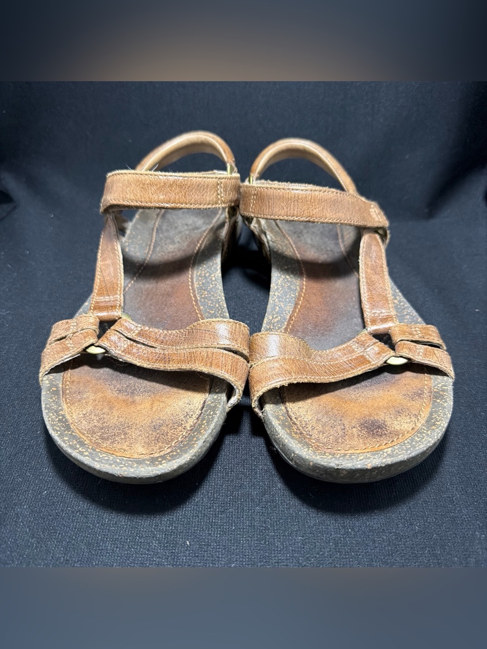 Teva Langdon Brown leather Size 10 Hook and Loop Strap Sandals Women’s